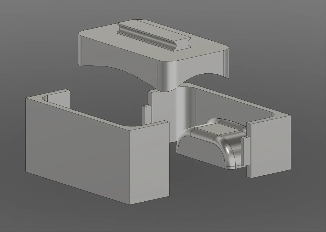 CAD of a three-part mould