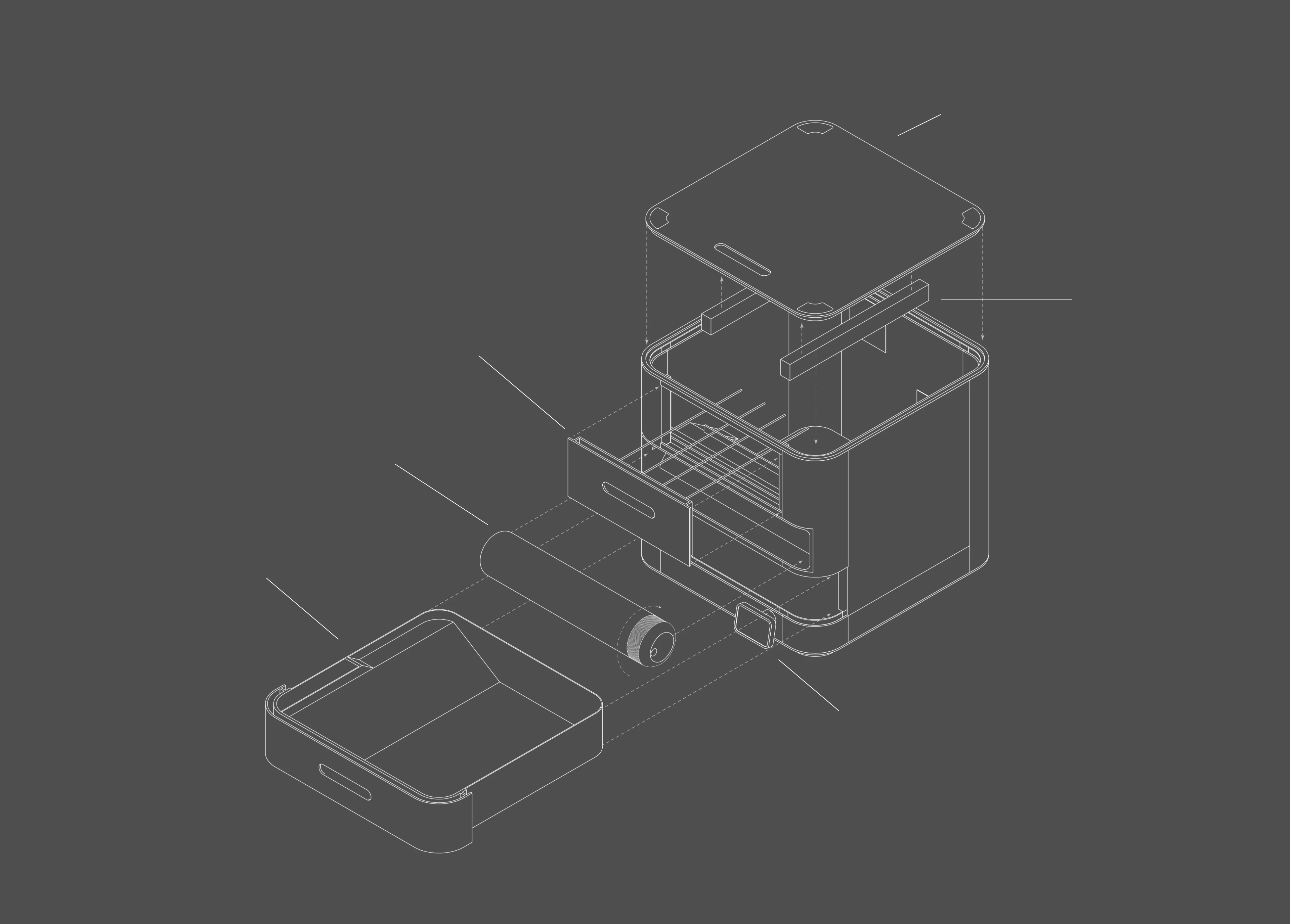 Exploded line drawing of the Enclave unit with leader lines to each labelled component