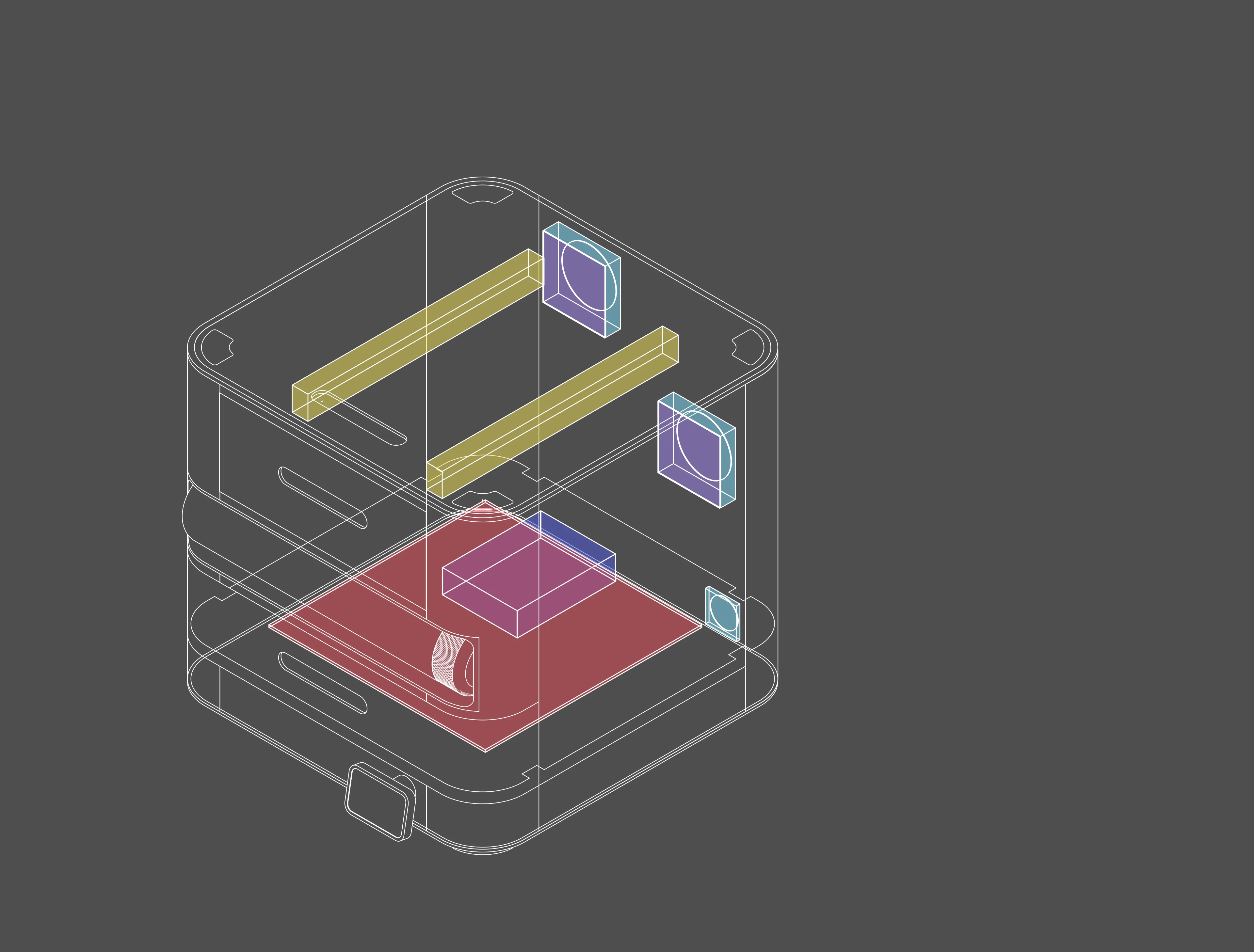 Colour-coded X-ray render of Enclave's internal systems